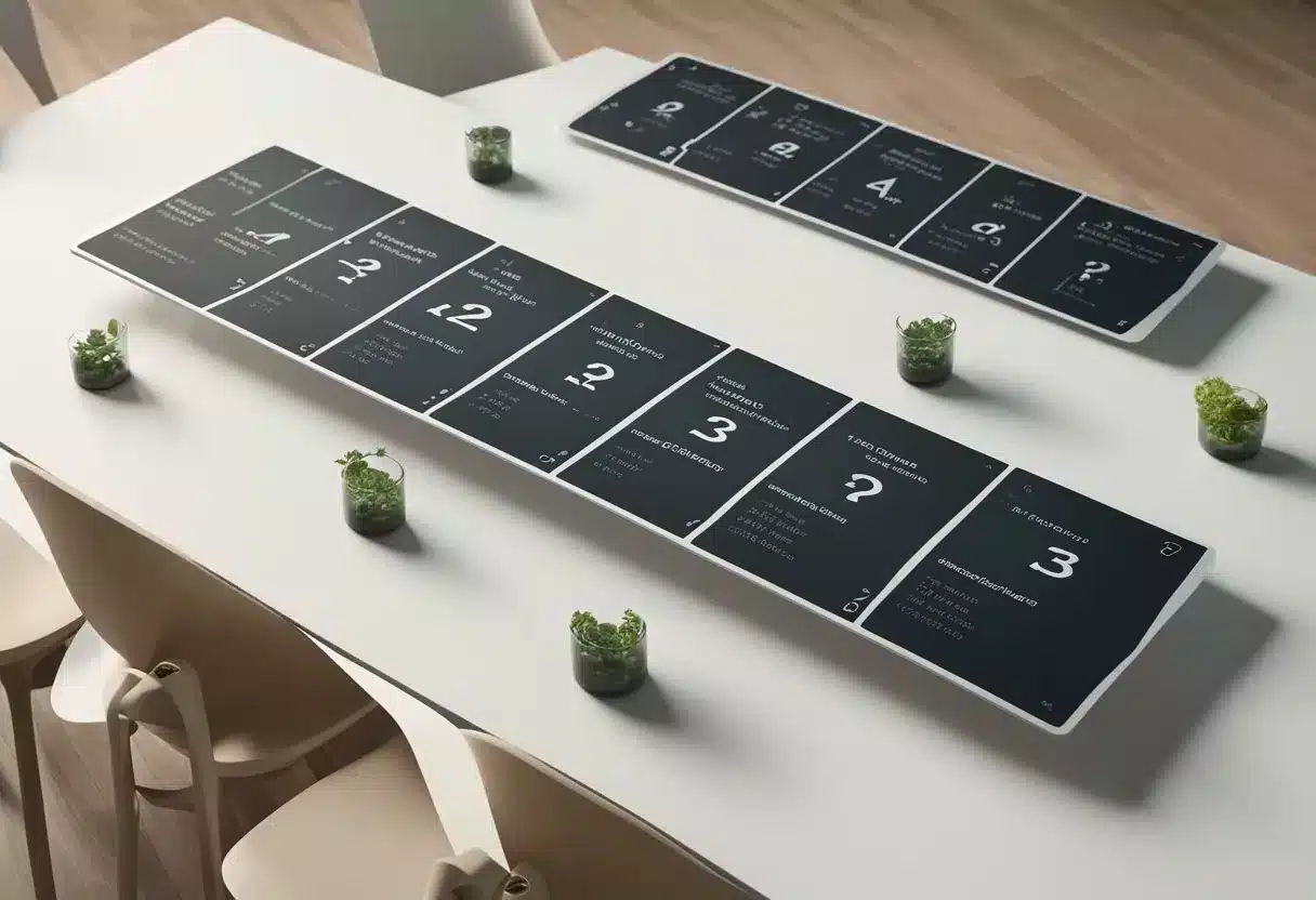 A table with labeled amino acids and their functions, surrounded by question marks and a FAQ sign