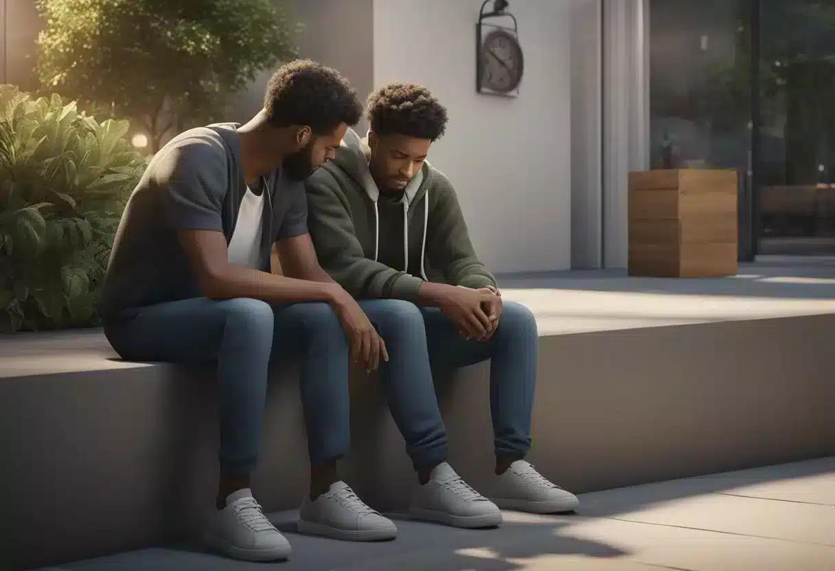 A person comforting another, creating a sense of dependency and connection