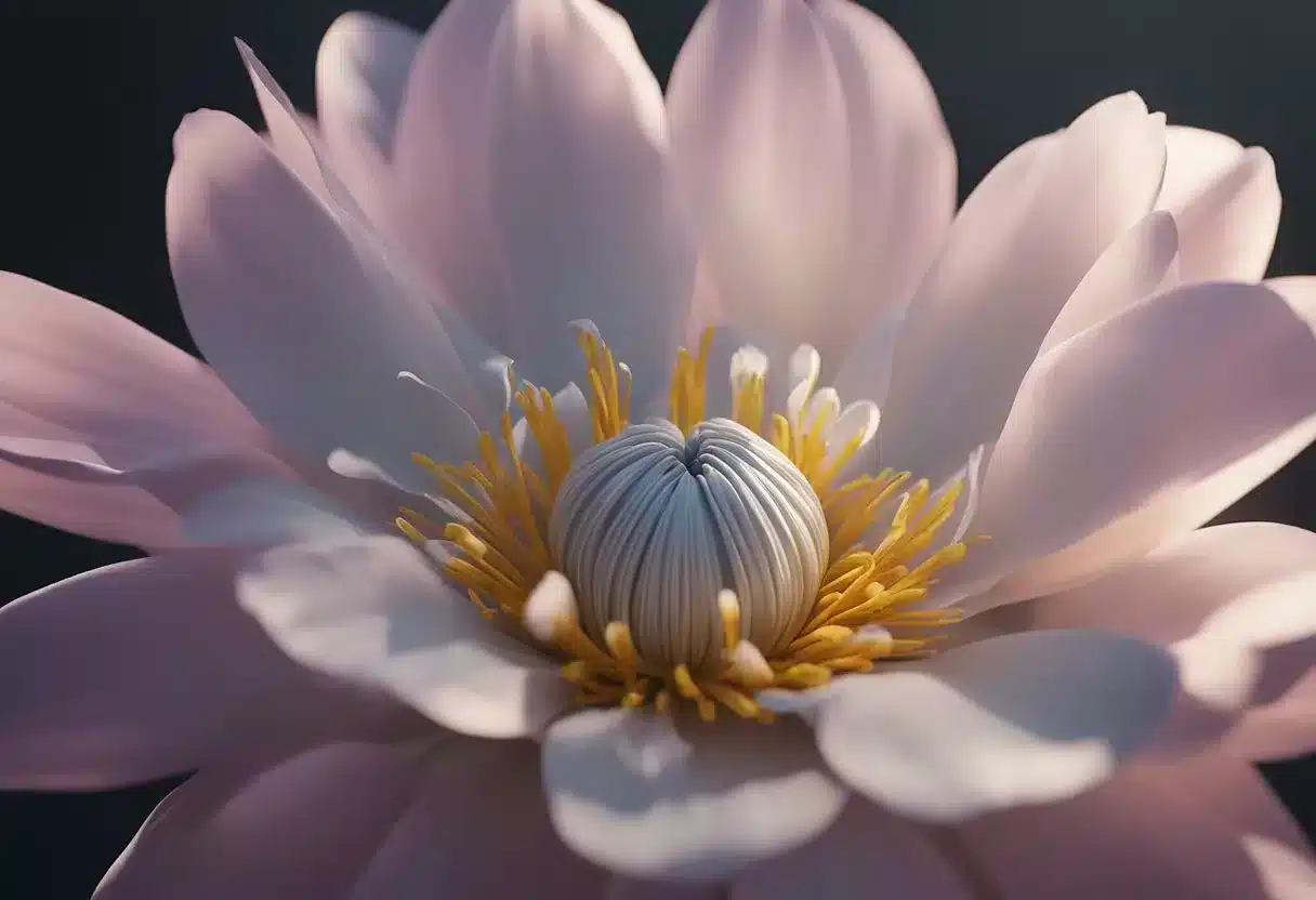 A flower blooming, petals unfurling in ecstasy