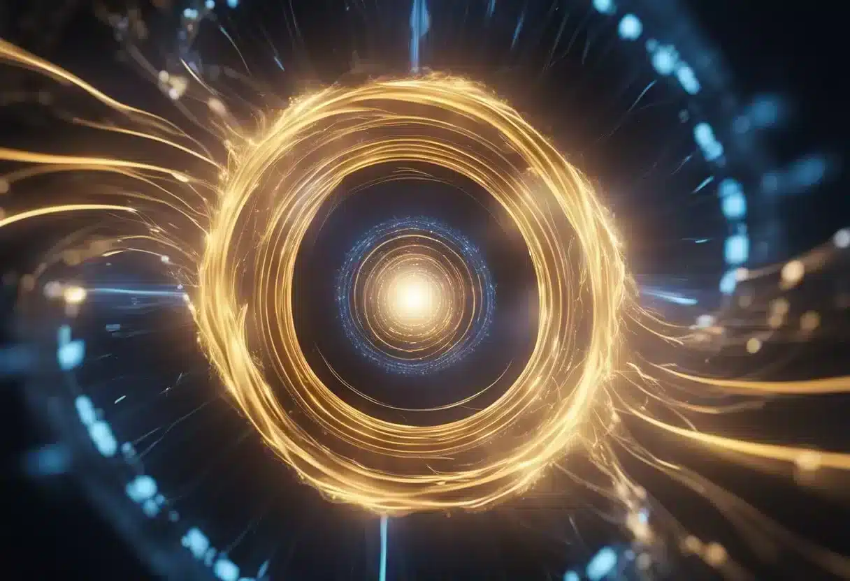 A swirling vortex of energy and motion, creating new joints with precision and speed. Bright, glowing colors emanate from the center, illustrating the power of BiodynaMix Joint Genesis