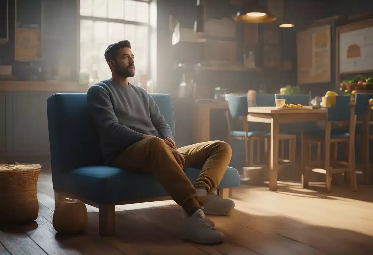 A person sitting upright, avoiding spicy foods, and elevating their head while sleeping to combat heartburn