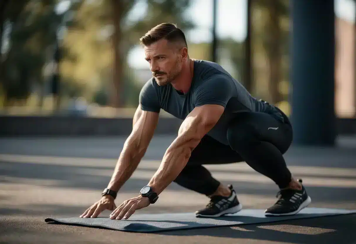A man performing diastasis recti exercises, with a focus on core strengthening and proper form