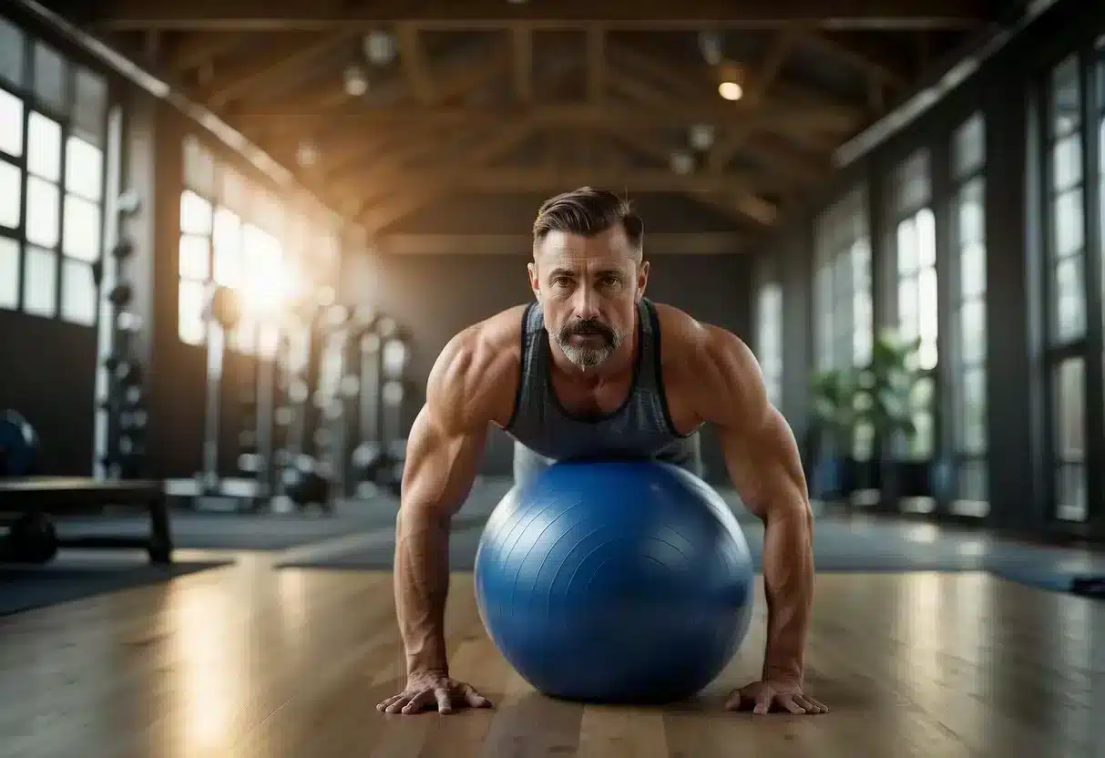 A man engages in core strengthening exercises to address diastasis recti, focusing on abdominal and pelvic floor muscles