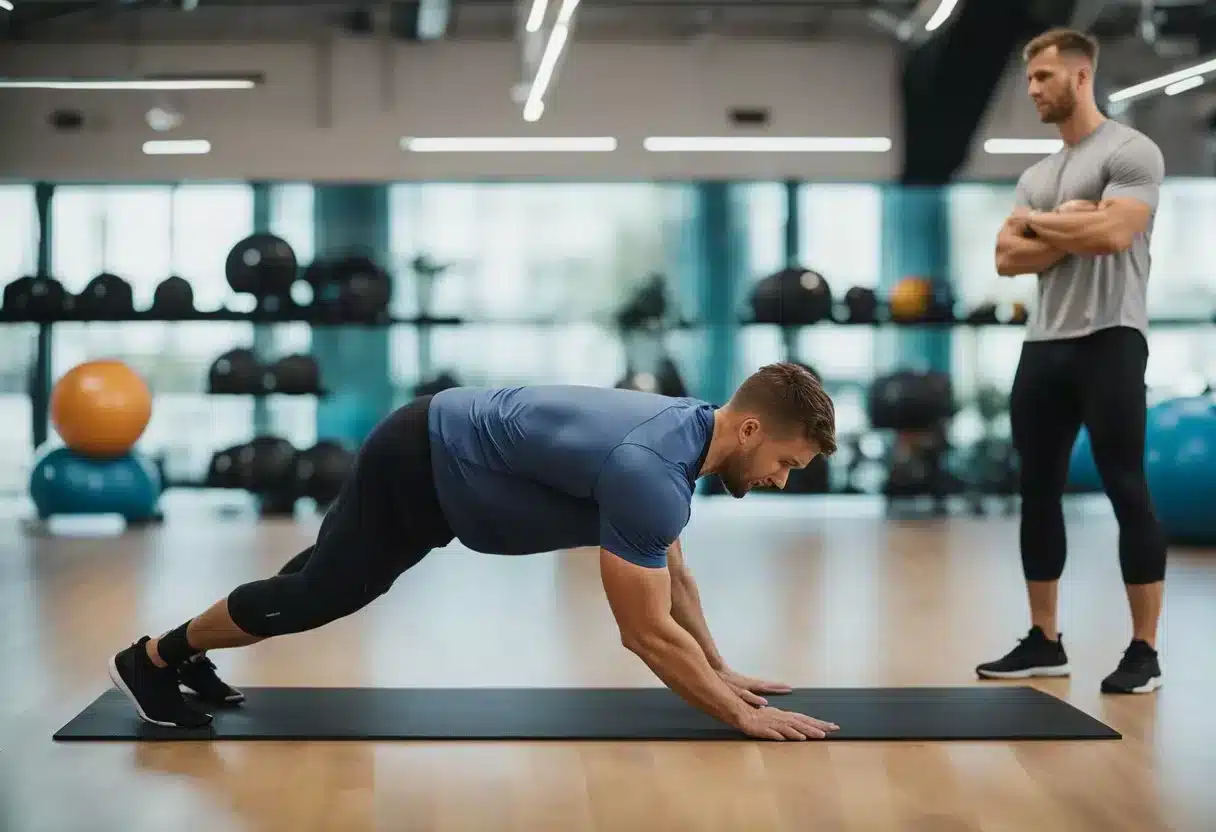 A man follows a progressive core strengthening plan for diastasis recti, using various exercises and techniques to aid in healing and recovery