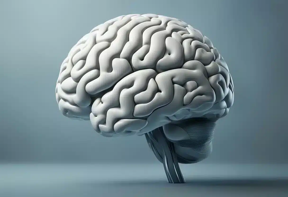 A serene brain surrounded by swirling stress, shielded by the calming effects of L-theanine